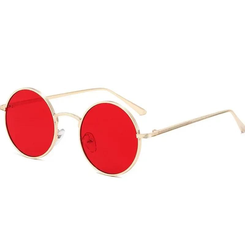 New Gold Round Metal Frame Sunglasses Men Women Retro Summer Style Red Lens Sun Glasses Unisex Yellow Pink Black