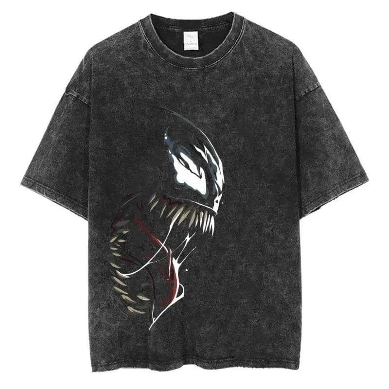 Spider Man Printed Short Sleeved T-shirt For Autumn Casual Men's Streetwear Retro Distressed Washed Oversized Harajuku Cotton Material XL green