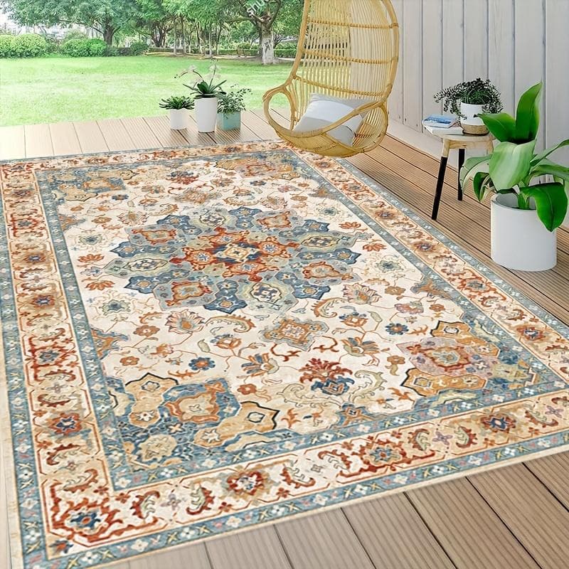 Persian Style Living Room Carpet Nordic Retro National Style Carpet Floor Cushion Sofa Rug for Farmhouse Home Office Decor 40 x60