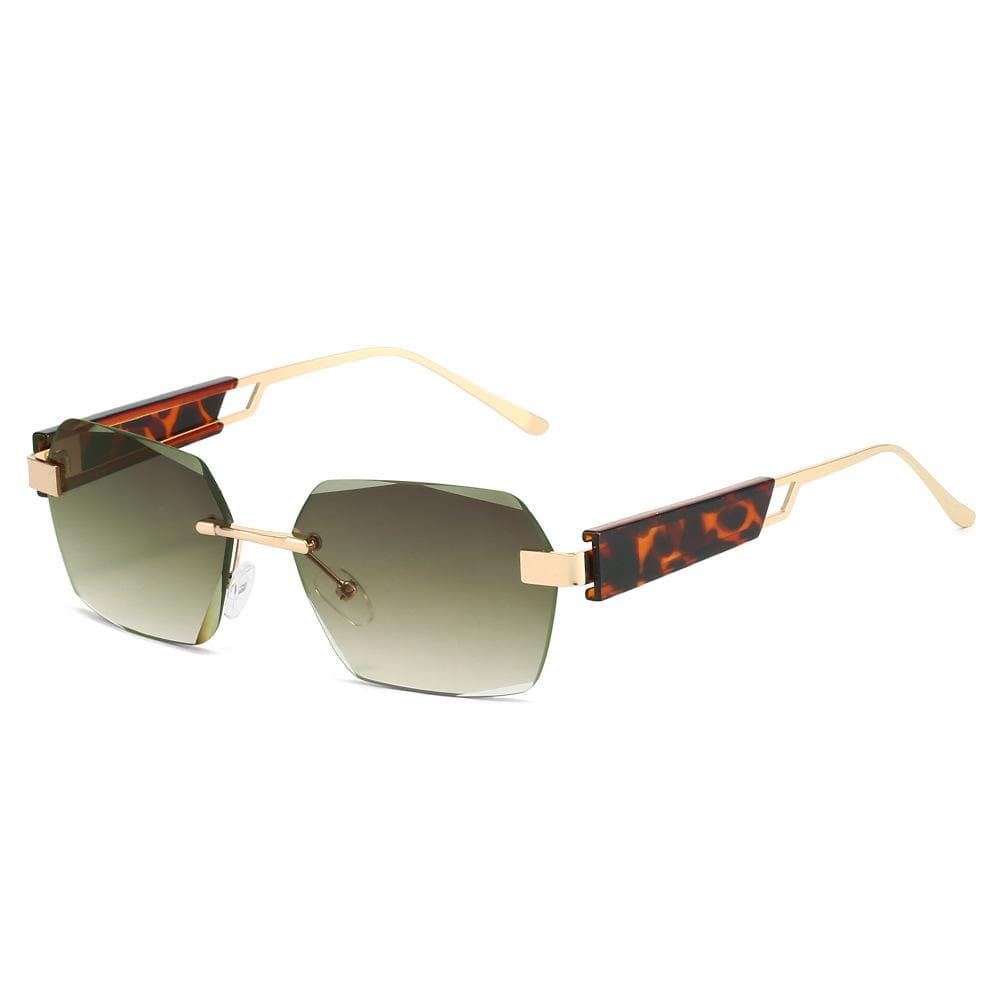 Y2K Luxury Rimless Square Sunglasses Vintage Punk Diamond Cutting Metal UV400 Sun Glasses for Women Men As the photo