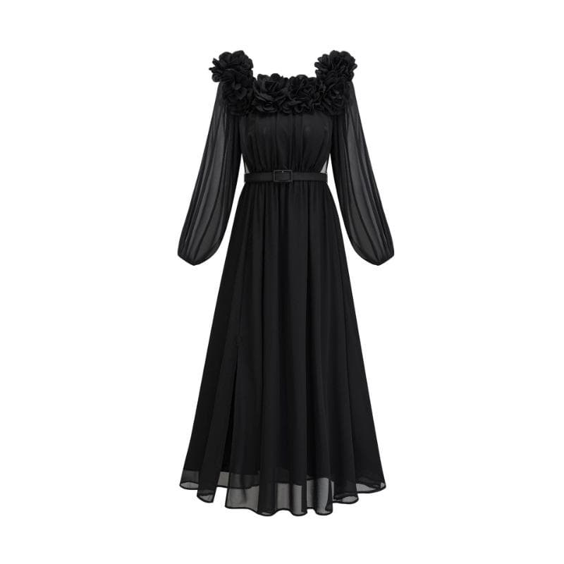 Elegant Long Skirt Pink Ruffled Dress New French Fashion Women's Dress XL
