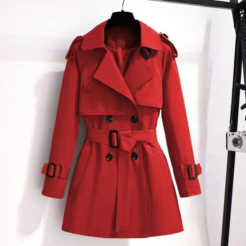 Spring Autumn Short Windbreaker Women Middle Long Temperament New High Coat Trend XL red