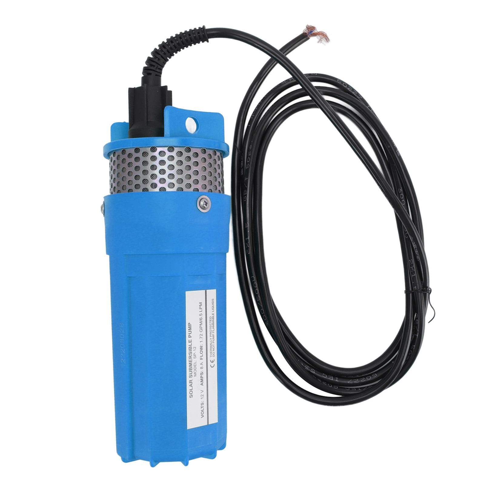 6.5L Solar Well Water Pump High Power 12V DC Solar Energy Submersible Pump for Irrigation Pond blue