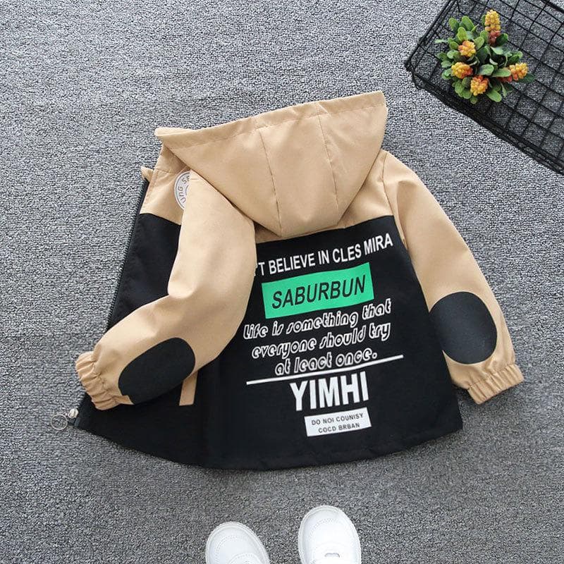 Spring Autumn Jacket for Boy Fashion Patchwork Windbreaker Casual Hooded Coat Children's Clothing 120