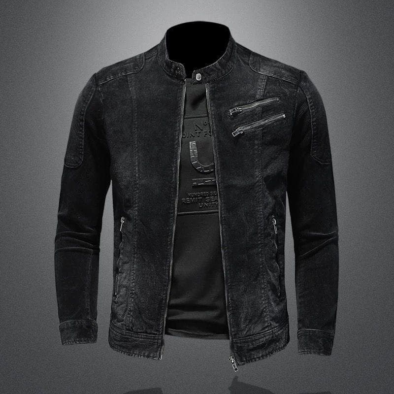 Marvel Venom Men's Retro Slim Denim Jacket with Stand Collar 3XL black