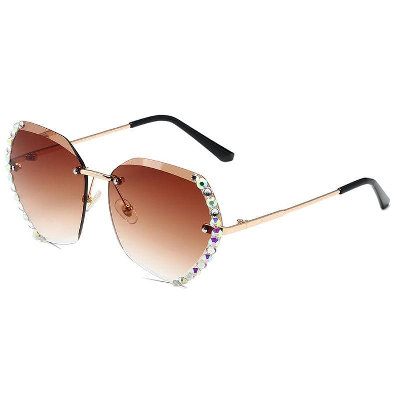 Vintage Oversized Rimless Sunglasses Women Luxury Brand Design Sexy Diamond Square Sun Glasses For Female