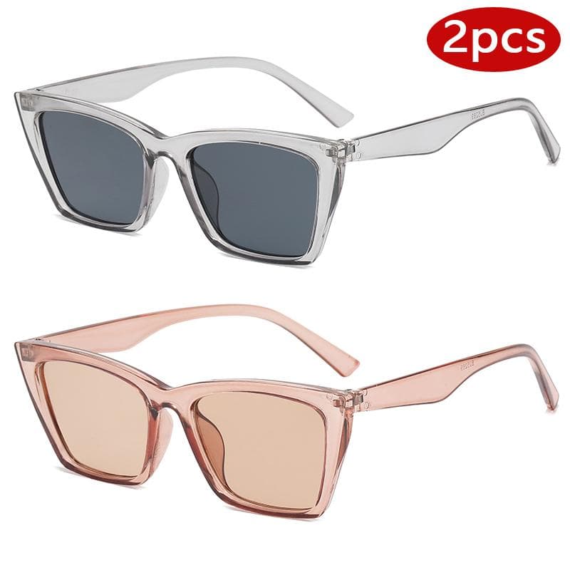 Fashion Women Large Cat Eye Sunglasses 2pcs UV400 Protective Glasses Luxury Designer Casual Style Sun Glasses Female