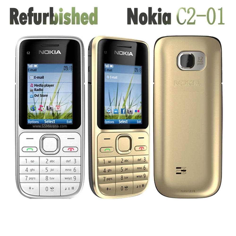 Refurbished Nokia Original Nokia C2-01 Mobile Phone With 1 SIM 1 Battery 1 Charger black
