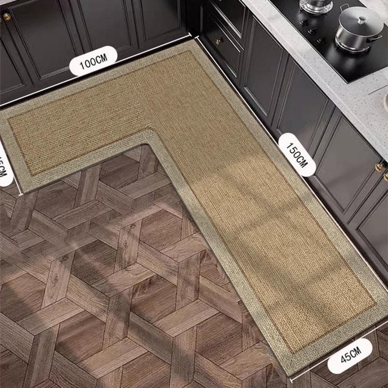 Kitchen Carpet L Shape Non-slip Floor Mat Diatom Mud Absorbent Mats Home Decoration Rug Oil Absorption Imitation Linen Carpets 100x150x50cm