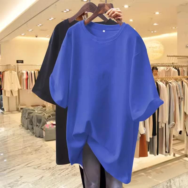 Pink T-shirt women's summer cotton short-sleeved new love medium and long top loose European half-sleeved t-shirt XXXL