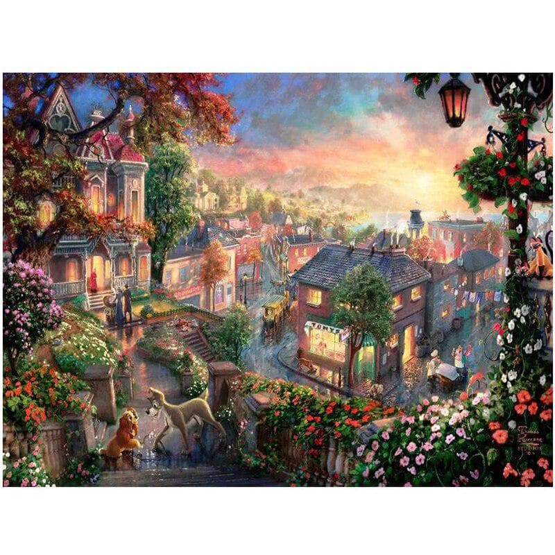 Diamond Painting Cross Stitch Cartoon World Princess Castle Mosaic Full Diamond Embroidery 20X30CM