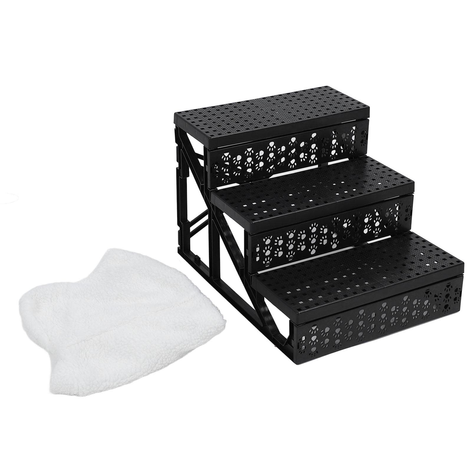Dog Stairs Plastic Dog Ramp Slipping Proof Fleece Surface Pet Steps Easy To Walk On for Bed Sofa