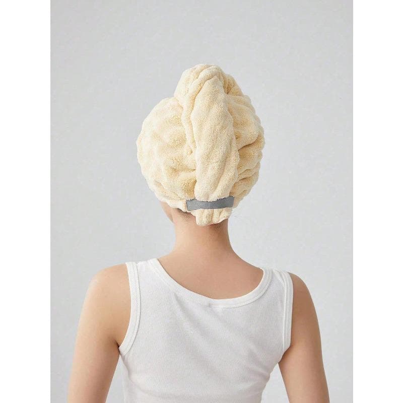 1pc Coral Fleece Extra Large & Thick Super Absorbent Hair Drying Towel, Microfiber Hair Wrap Suitable Creamy White 1 Piece