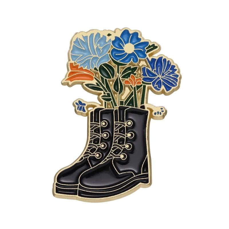 Magic Knight Boots Enamel Pin Exquisite Flowers Boots Badge Brooch Lapel Backpack Fashion Accessories Jewelry Gift