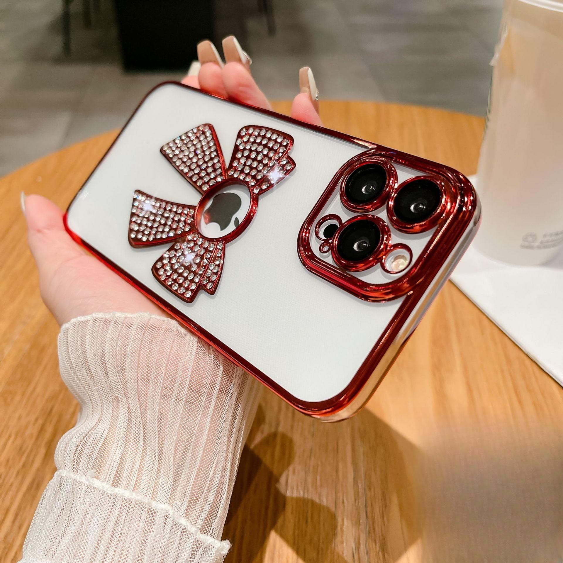 Applicable To IPhone16 Water Diamond Bow Tie Phone Case with Missing Label, Apple 15proMax Electroplated Anti-drop Protective Case 14 iPhone11pro