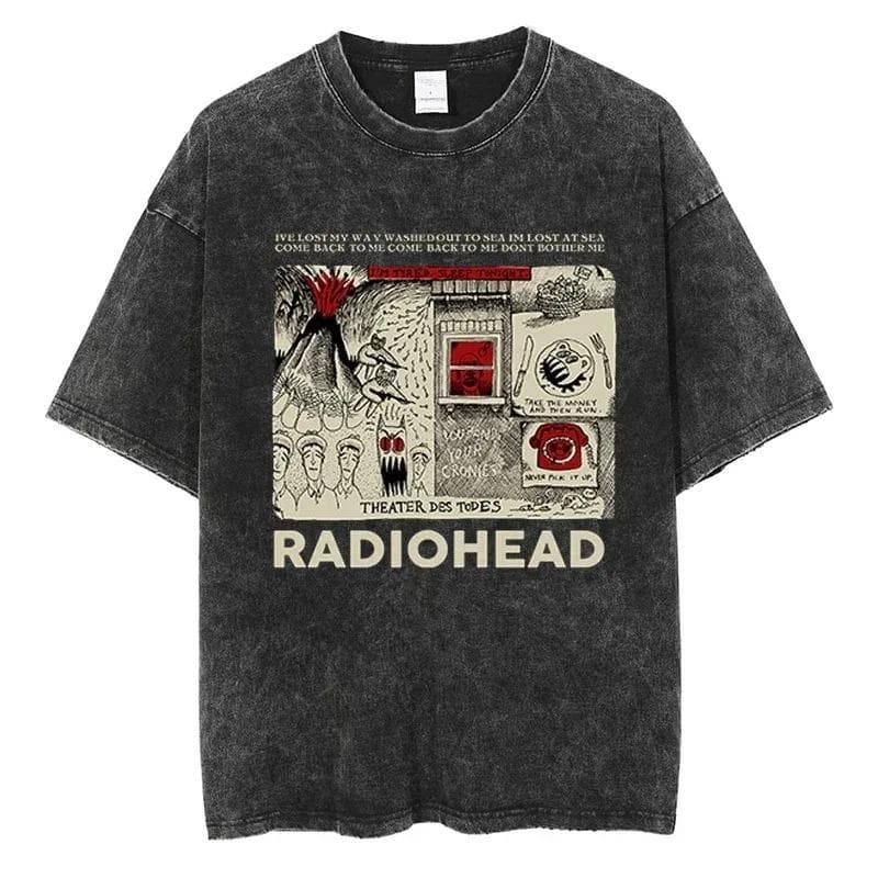 Radiohead T Shirt Classic Retro Rock Band Graphic Tshirt Oversized Quality Cotton Men Women Streetwear Short Sleeve Tees M