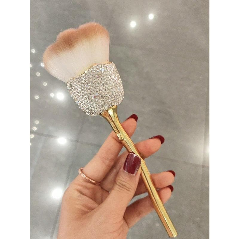 1pc Luxury Rose-Shaped Makeup Brush With Rhinestone Decor, Large Blush Brush, Nail Art Brush & Dust Cleaning Brush,Contour Brush Powder Brush 1pc