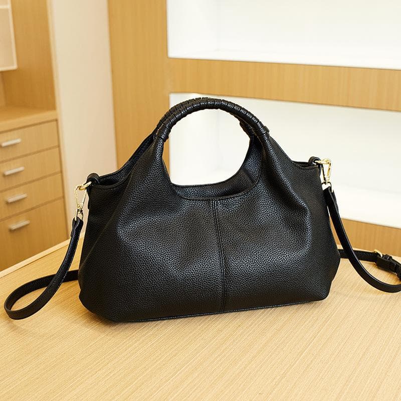 Vintage Women's Bag Casual Soft Leather Crossbody Single Shoulder Class Commuter Large Bag Fashion Underarm Tote Bag black