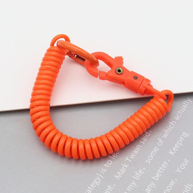 Coil Springs Keychain Stretchy Spiral Spring Coil Retractable Coil Springs Keychain With Metal Clasp Key Chain Holder Lanyard orange