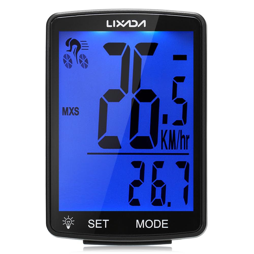 LIXADA Wireless Bike Computer Multi Functional LCD Screen Bicycle Computer Mountain Bike Black Shell blue
