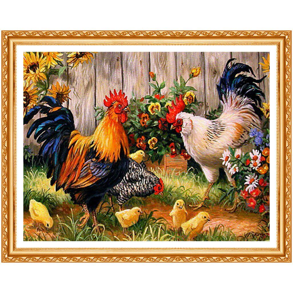 Diy Diamond Painting Decorative Painting Chickens In The Garden Diamond Embroidery 20X30CM