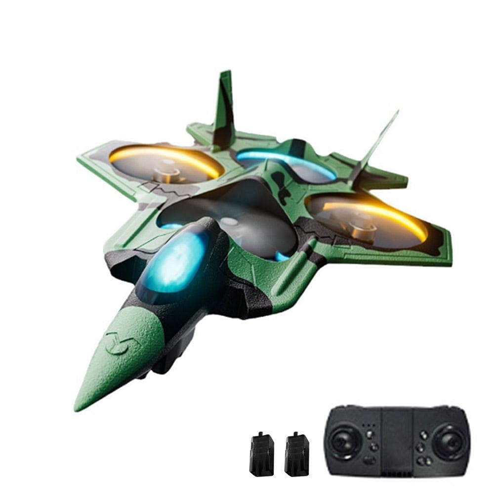 Remote Control Drone with Dual Camera 4K Remote Control Fighter for Kids and Beginner 2.4GHz WIFI 2 Battery green