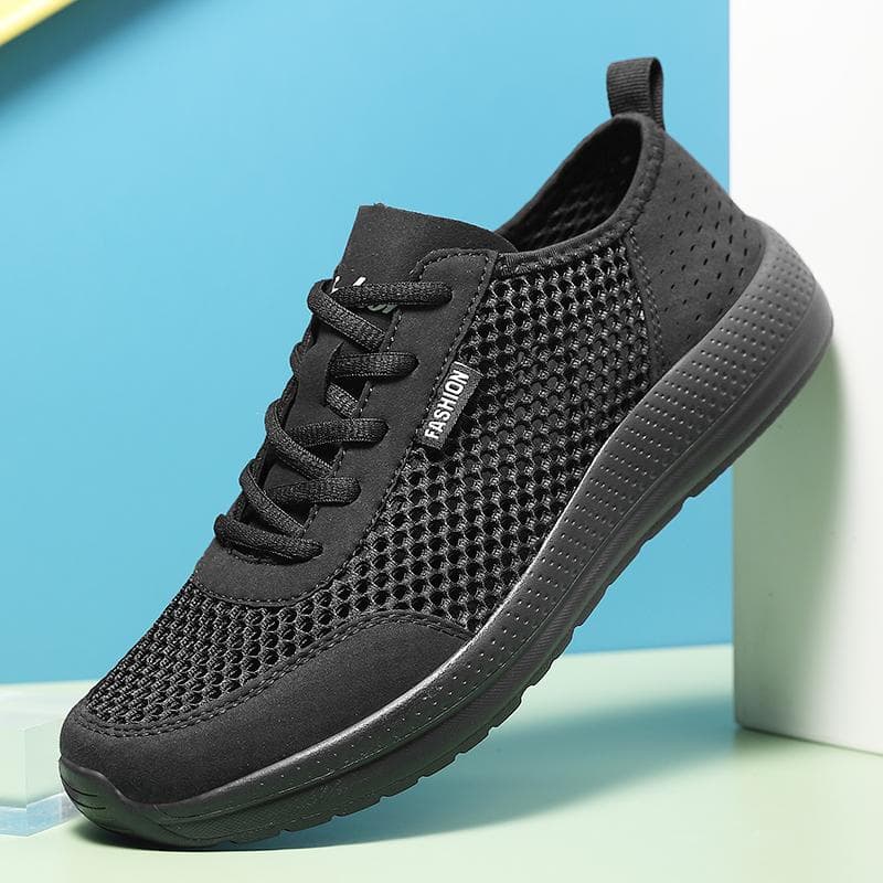 Summer Men Shoes Breathable Classic Running Shoes Men's Outdoor Comfortable Mesh Shoes Stepping On Walking Shoes With One Foot 46 black