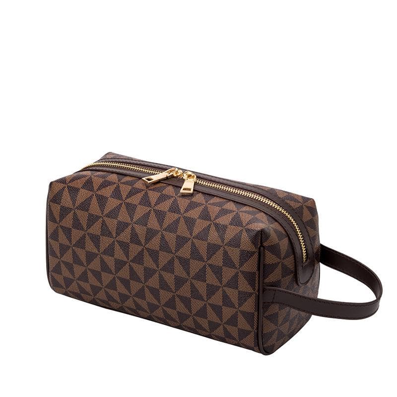 Printed Women's Bag Makeup Bag Portable Large Capacity Toiletry Bag Travel Cosmetics Storage Bag brown