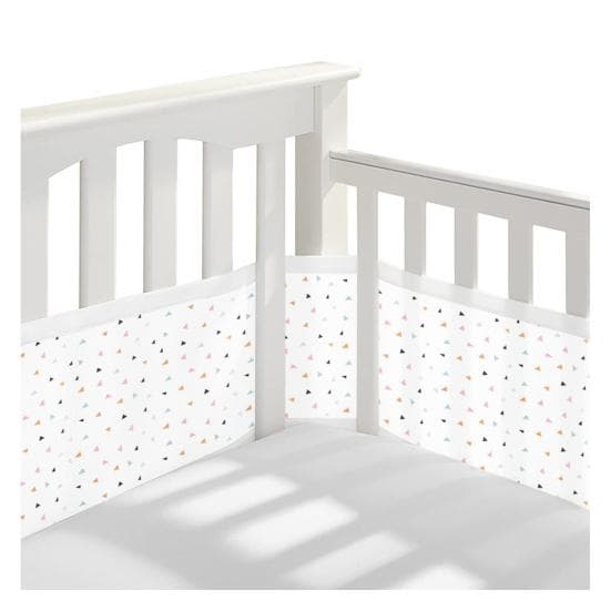Yousheng Breathable Mesh Crib Liner with Double-Sided Straps Baby Crib Safety Mesh Barrier Easy Installation Limb Protection Crib Bumper J