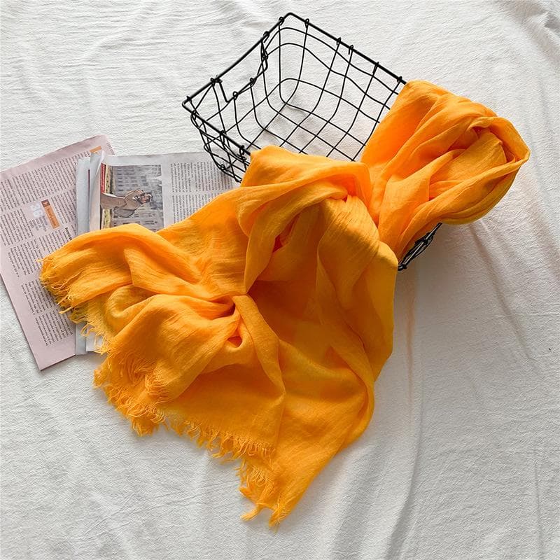 Cotton and Linen Scarf, Women's Spring New Sweet Sunscreen Beach Towel, Solid Color Shawl 90*190CM