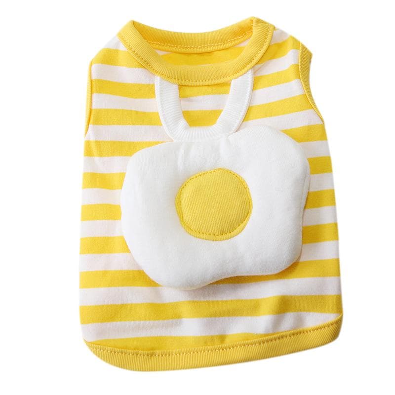 Puppy Striped Egg Vest Cute Skin Friendly Breathable Round Neck Dog Costumes for Spring Summer S(for 2-4kg) yellow