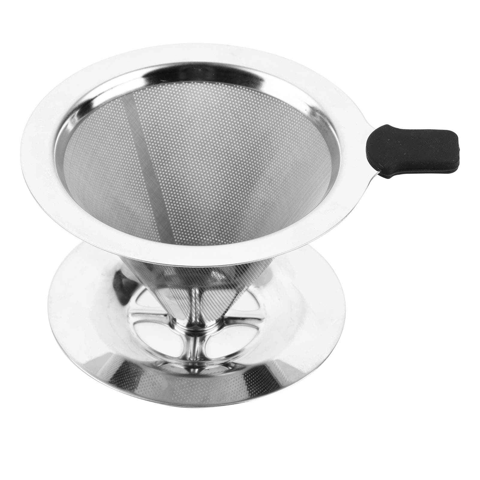 1Pc Stainless Steel Pour Over Coffee Dripper Double Layer Mesh Filter Cup Stand Home Office Use