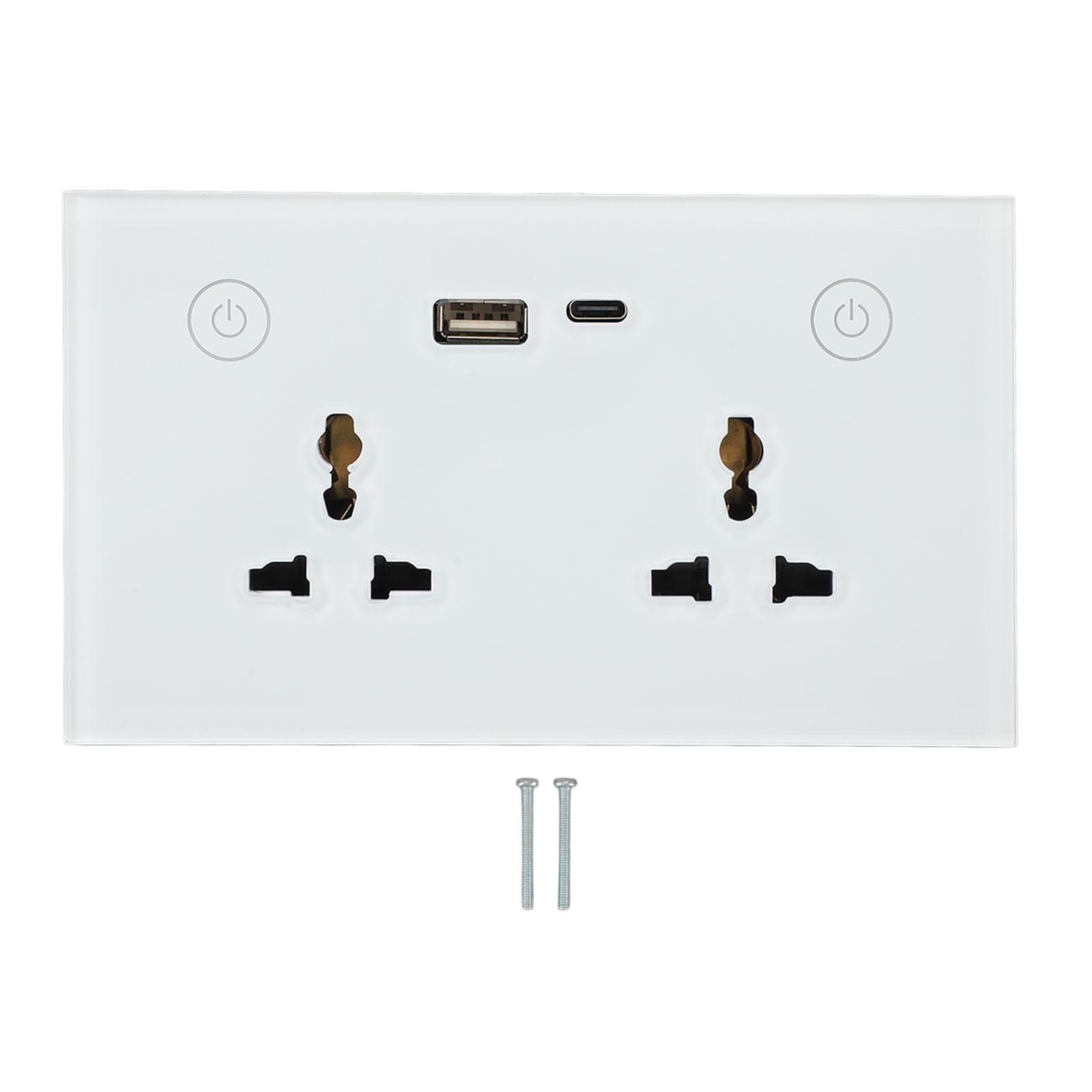 Smart Wall Outlet 2.4G WiFi Touch Light Switch Voice Control Smart Plug with USB and TYPE C Charger white