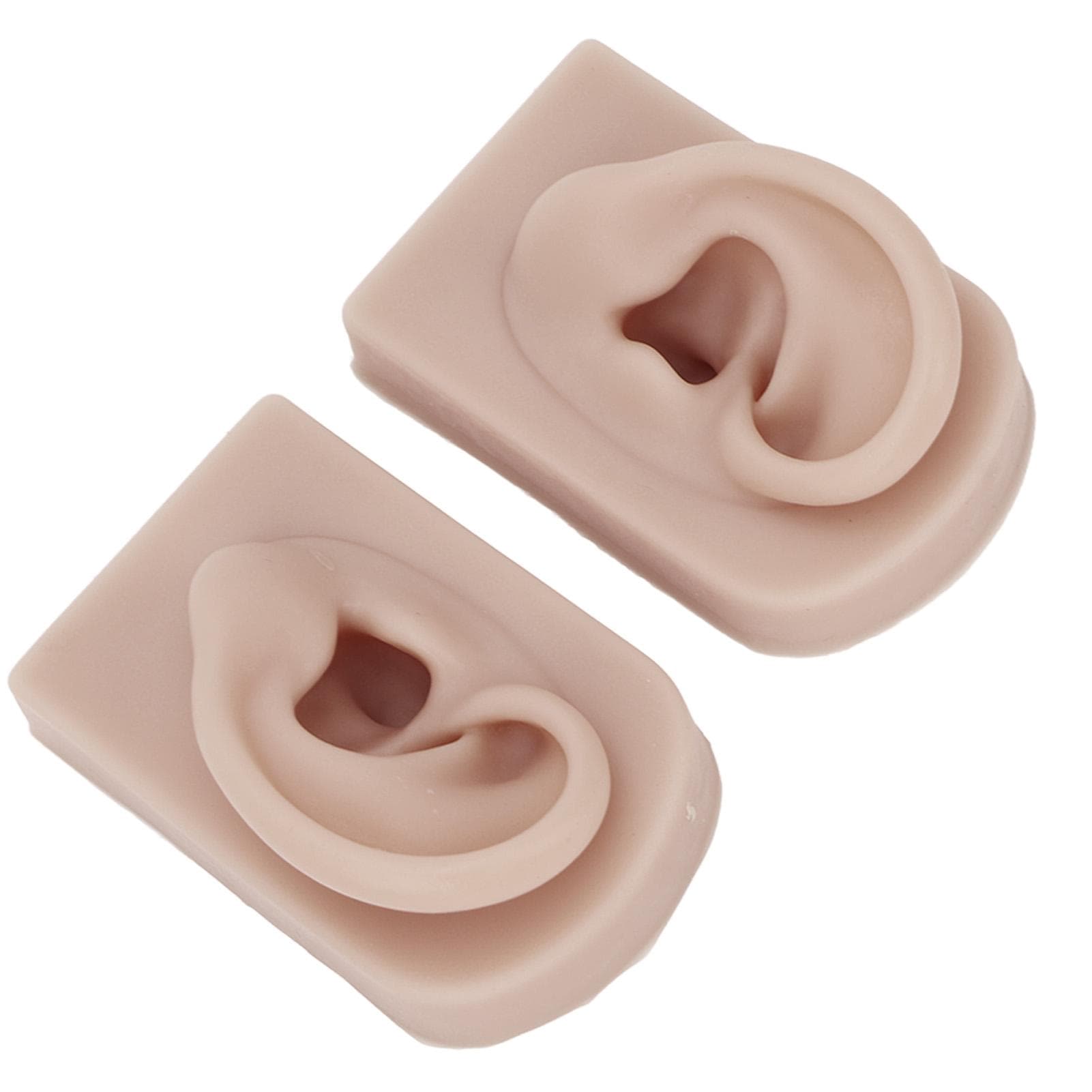 1 Pair Silicone Ear Model Flexible Soft Reusable Simulated Human Skin Silicone Piercing Model Dark