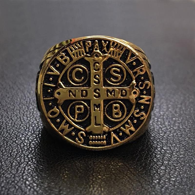 New Stainless Steel Ring CSPB Cross Gold Men's Stainless Steel Ring 8 gold