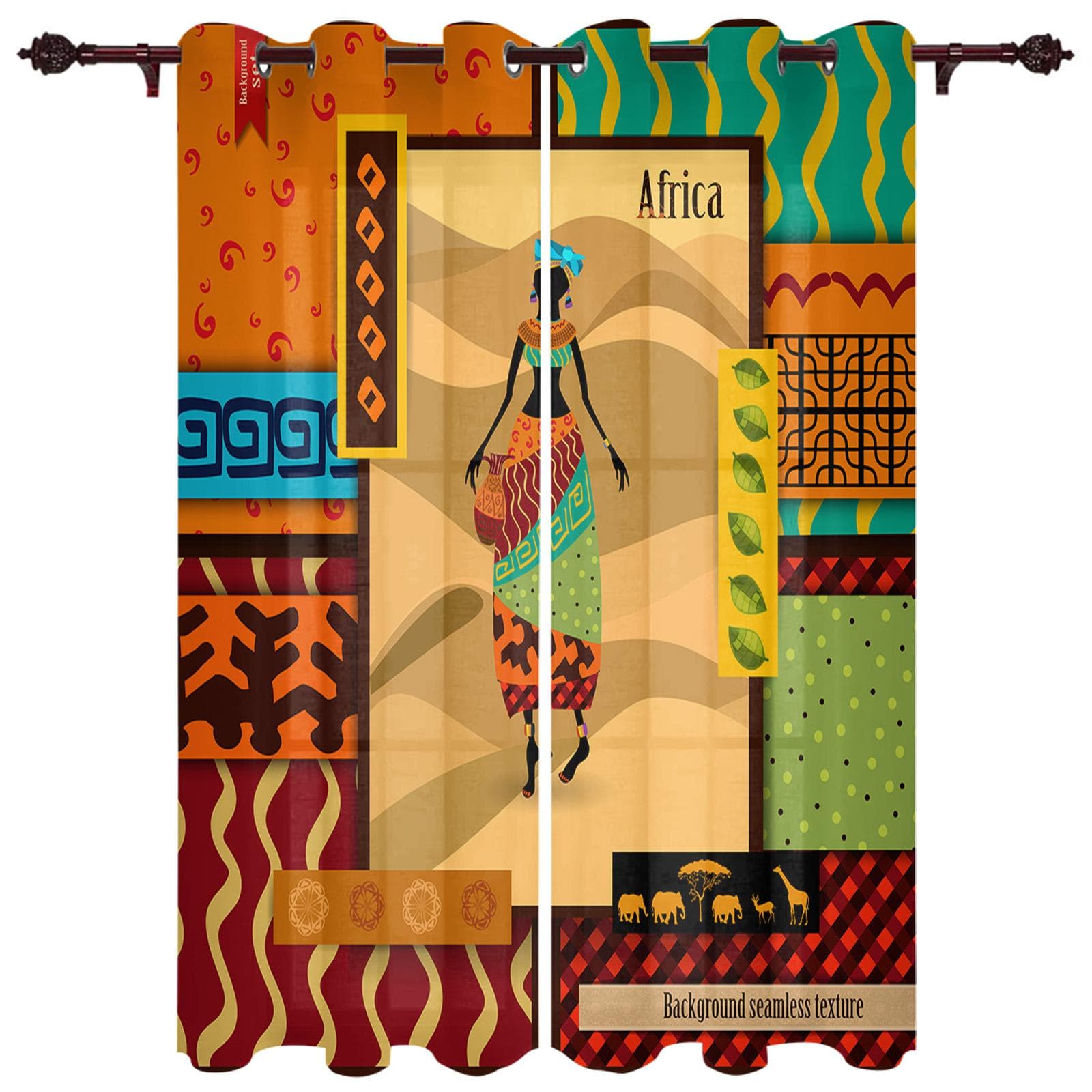 Modern Window Curtains African Style Luxury Fashion Curtains for Living Room Bedroom Kitchen Drapes 135W x 135H(cm) x1