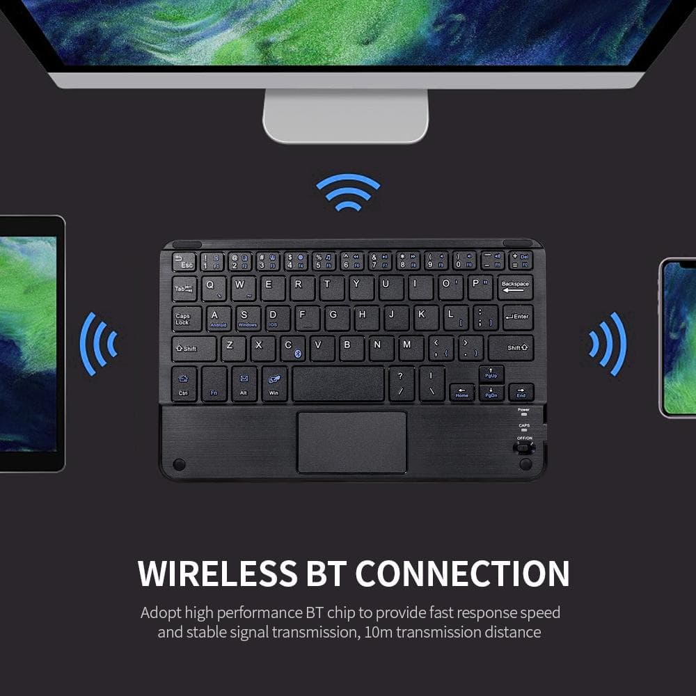 Wireless BT 3.0 Keyboard 59 Keys Ultra-slim Mini BT Keyboard with Touch Pad Support Android Windows
