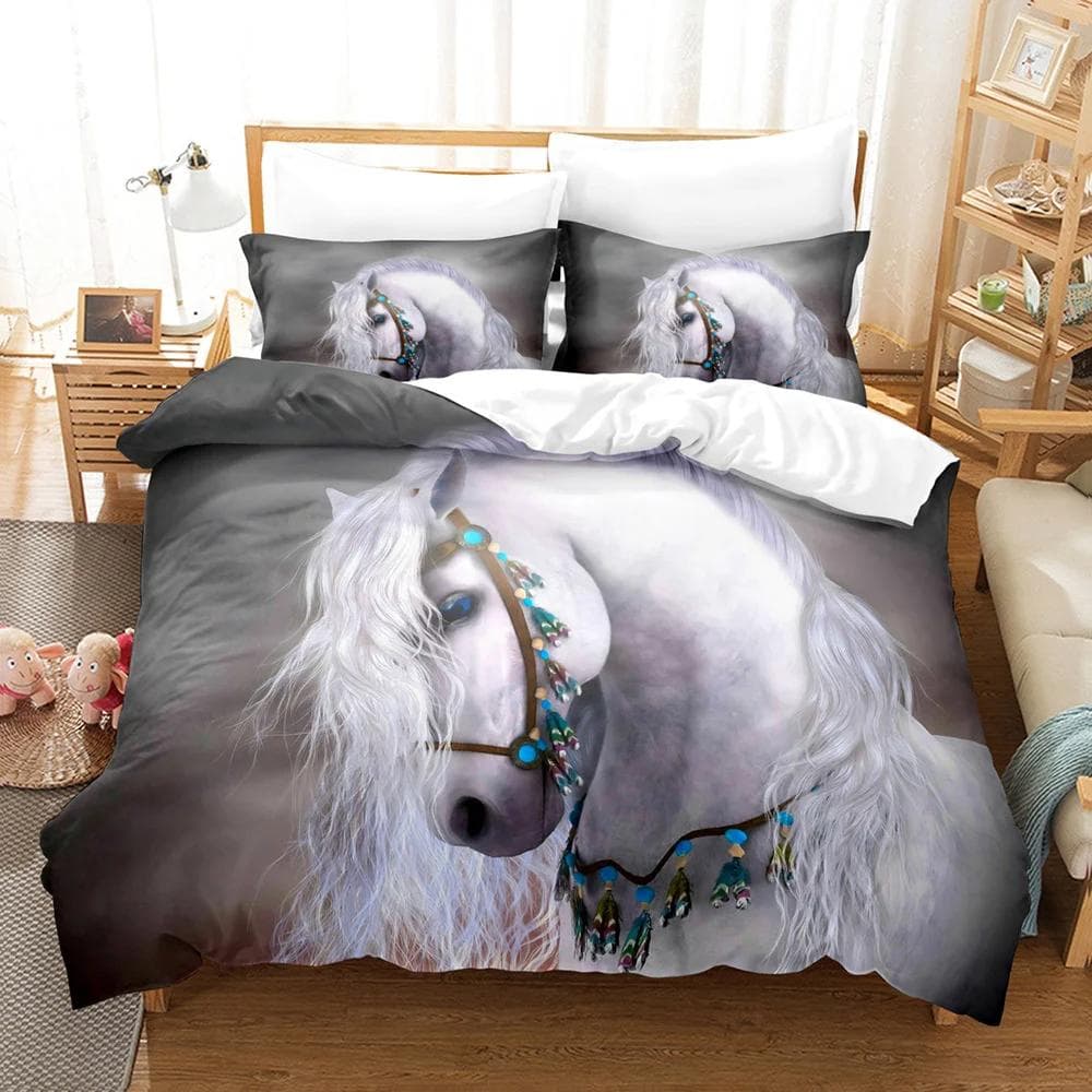 Horse Animal 3D Bedding Double Bed Duvet Cover Set for Adults Soft Home Textile No Sheet Full King Size Decor Bedroom Textile EU single(135x200cm)