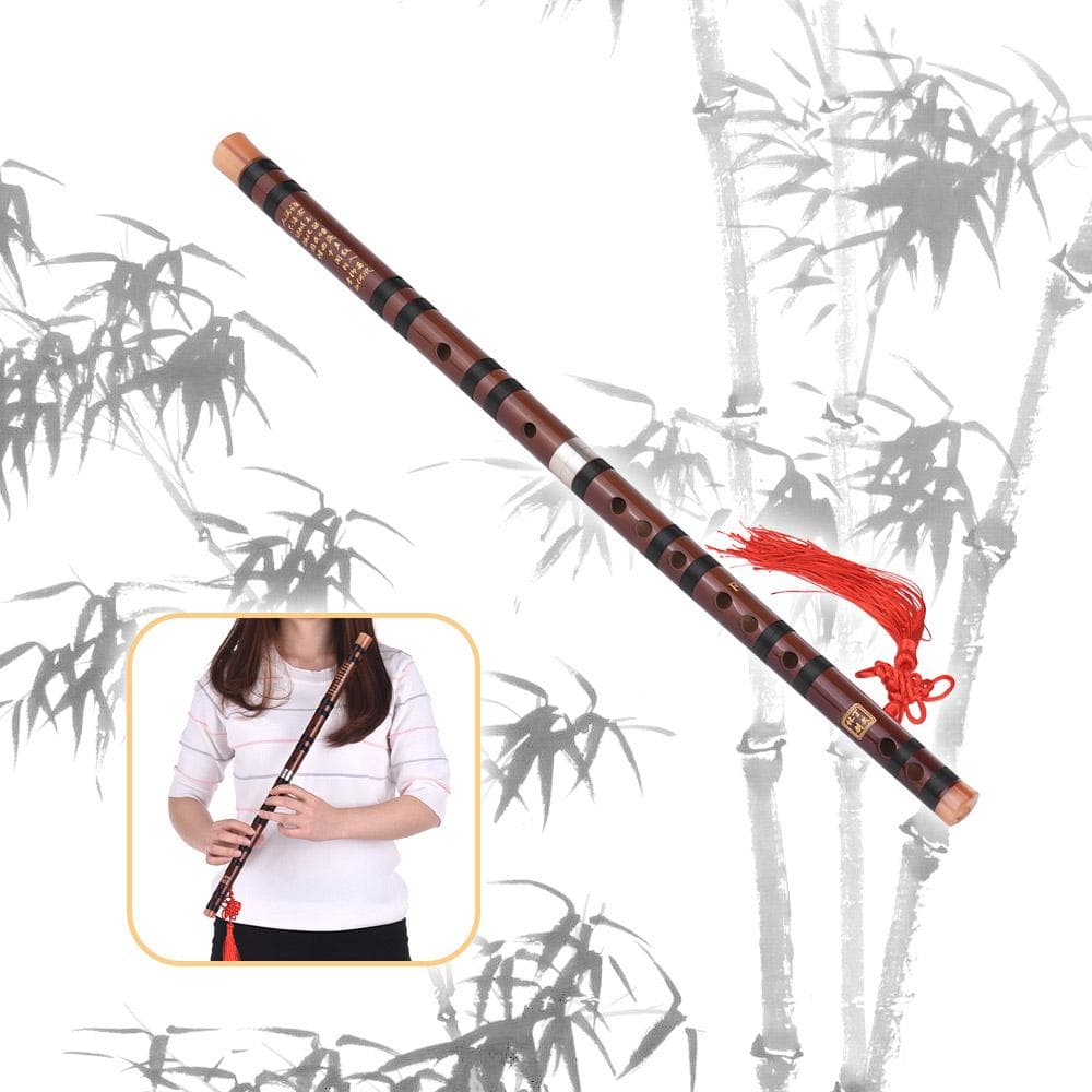 F Key Chinese Traditional Instrument Dizi Bitter Bamboo Flute with Chinese Knot for Beginners F key