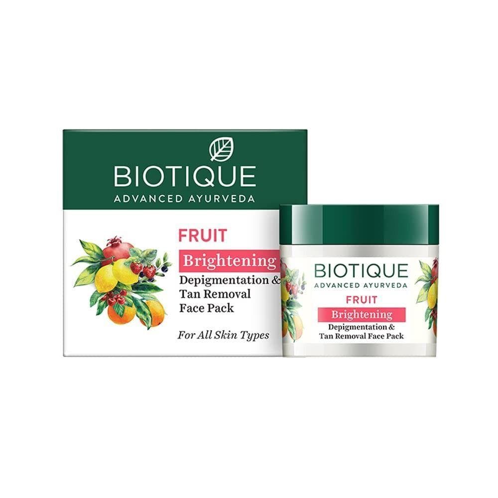 Fruit face mask: against pigmentation (75 g), Fruit Brightening Depigmentation & Tan Removal Face Pack, Biotique 9.625