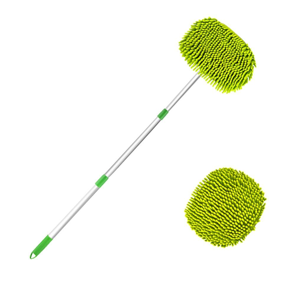 Aoresac Car Wash Brush with Adjustable Long Handle Chenille Car Wash Mop Car Cleaning Brush green