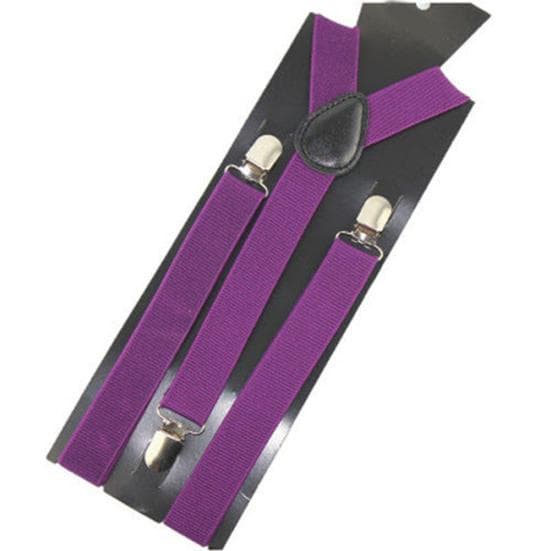 Unisex Elastic Y-Shape Braces Men's Women's Adjustable Clip-on Suspenders purple