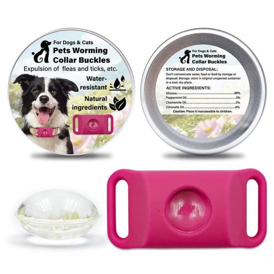 Flea Prevention Tag for Dogs Natural Ingredients Tick Repellent Tag Waterproof A pink