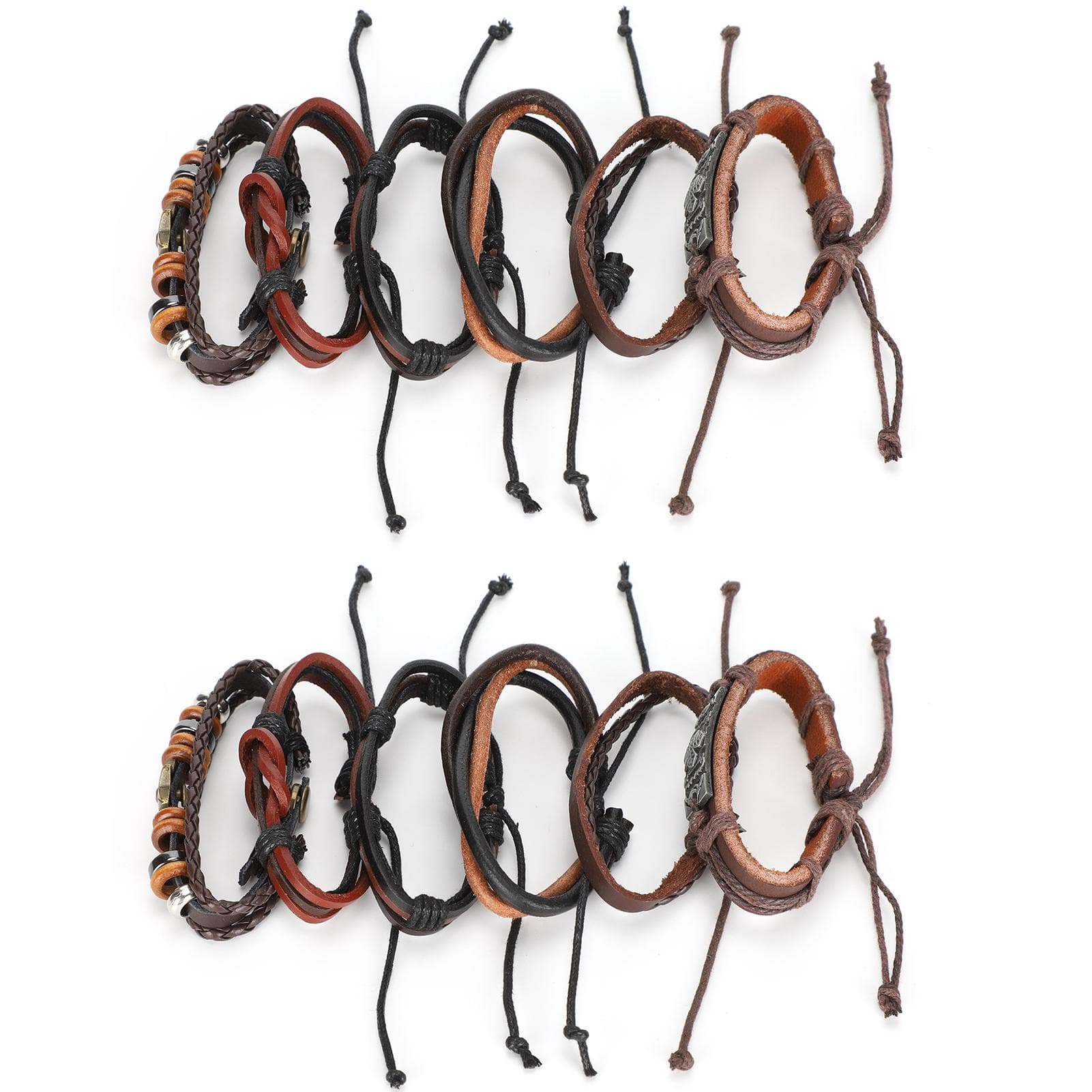2 Set Wrist Leather Bracelet Retro DIY HandWoven Vintage Craft Wrist Ornaments Decorations