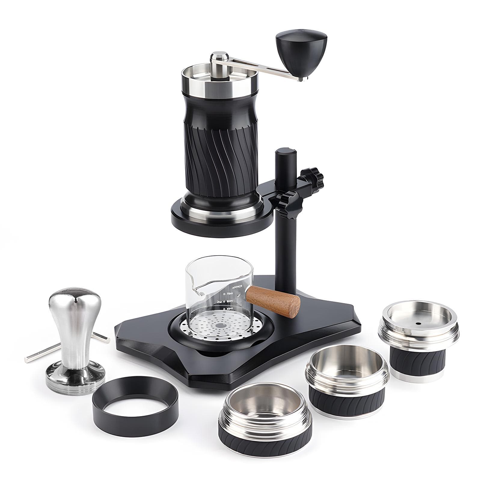Portable Espresso Machine 9-12Bar Variable Pressure Manually Operated Compact Travel Coffee Maker black