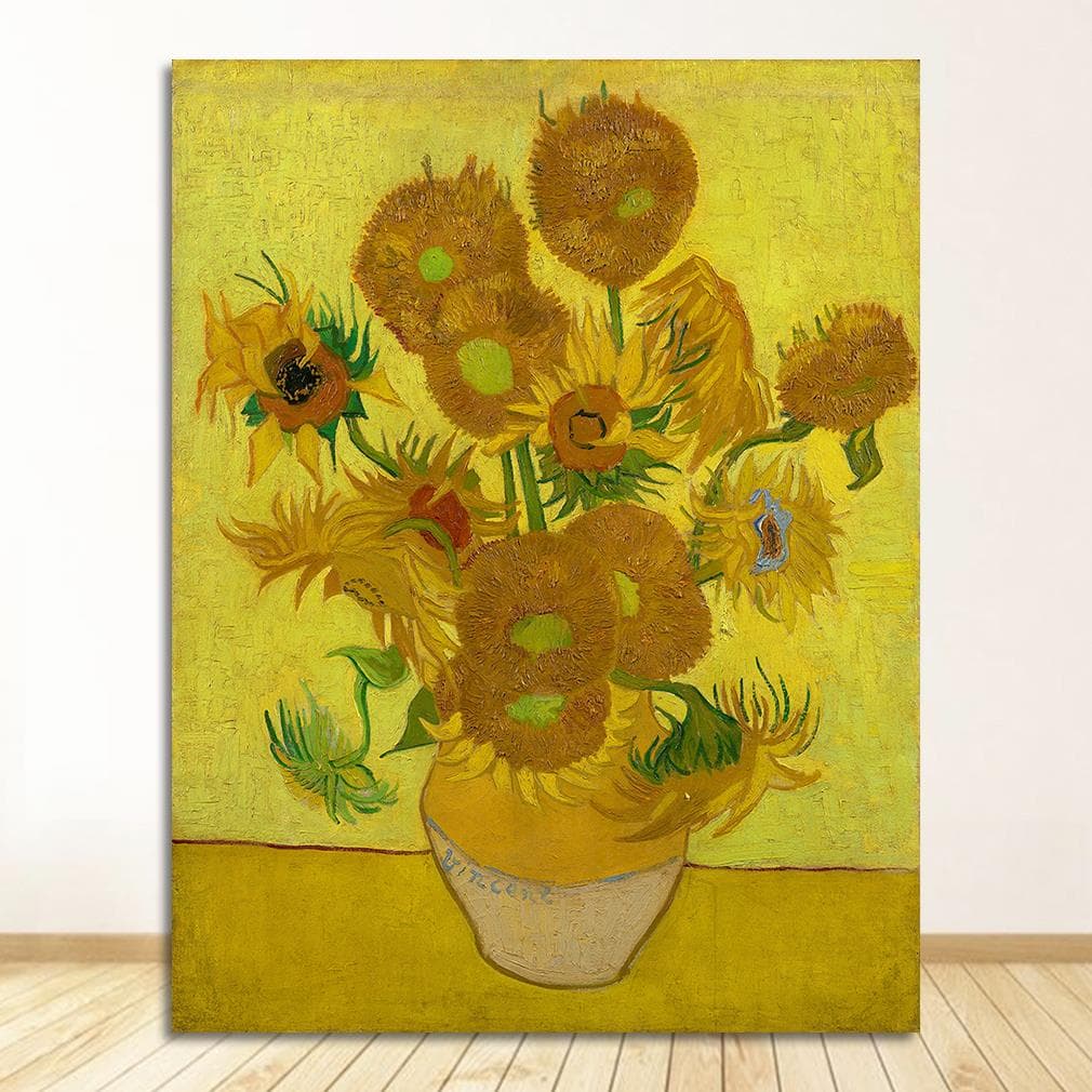 Van Gogh Golden Sunflower Poster Print Floral Vase Oil Painting Canvas Art Modern Wall Picture for Living Room 40X60cm No Frame