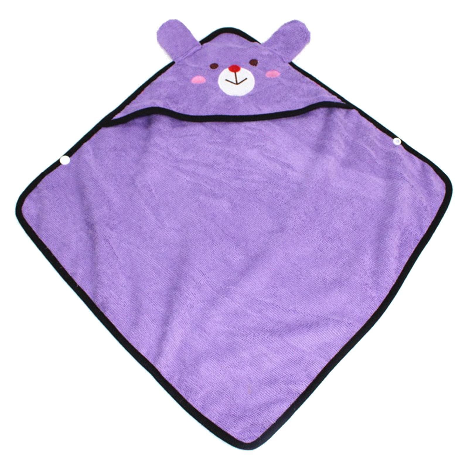 Pet Bathrobe Soft Strong Absorbent Fast Drying Hooded Microfiber Cat Dog Bath Towel for Teddy Puppy M(for 4-6.5kg) purple