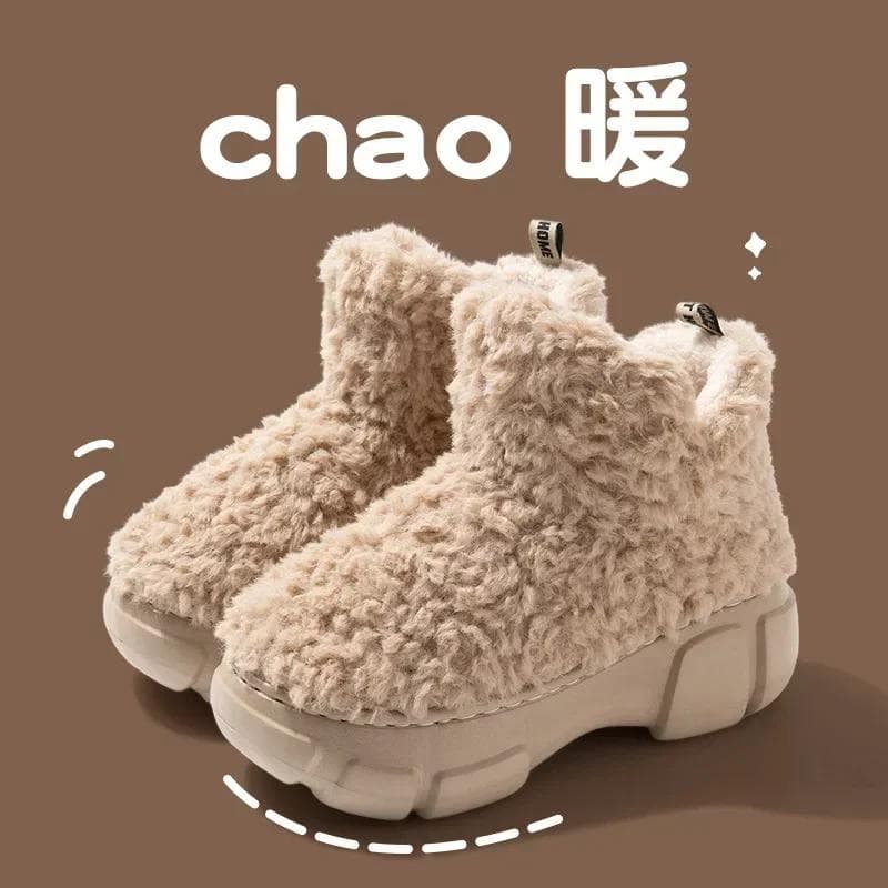 Version Plush Cotton Shoes Women Winter New Simple Fashionable Plush Warm Fashionable Snow Boots Thick Soled Casual Shoes2024 34-35 light brown
