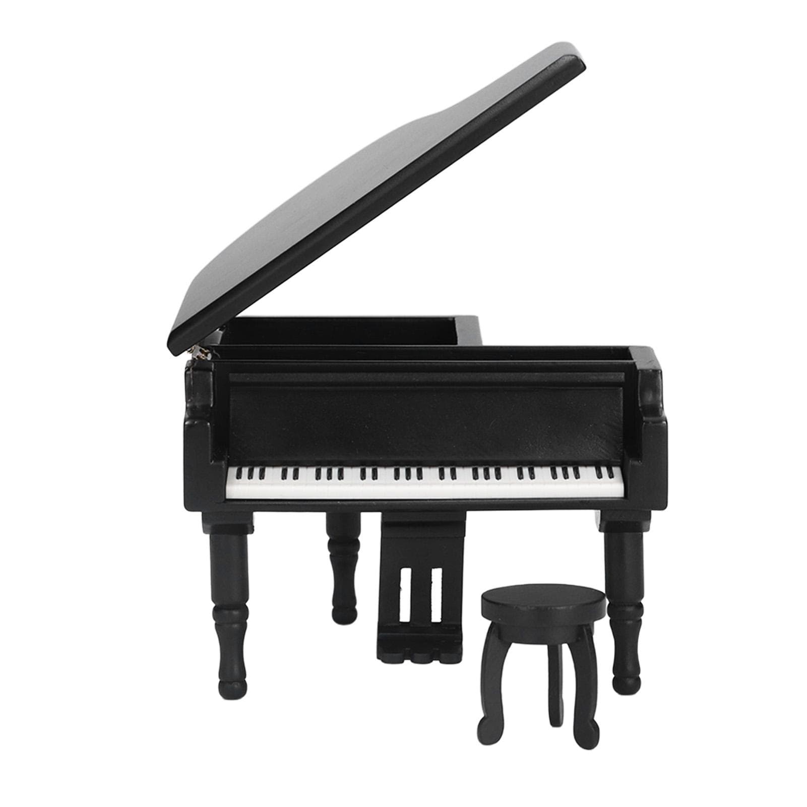 Piano Shaped Music Box Wooden Simulation Piano Music Box Ornament for Christmas Birthday