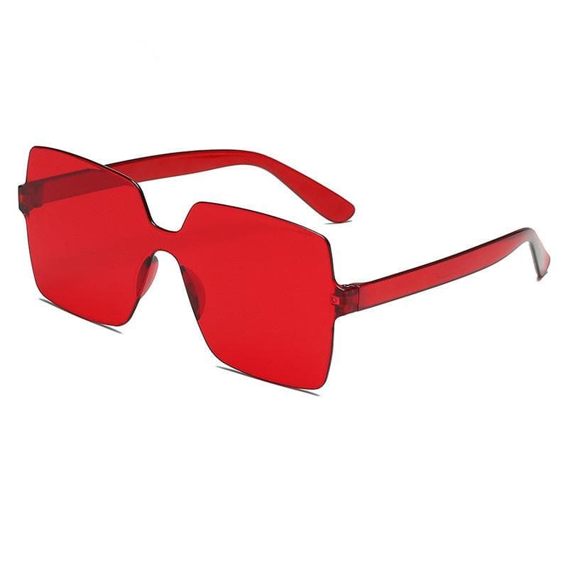 2022 Fashion Oversize Square UV Protection Candy Color Sunglasses Flat Top Rimless Gradient Glasses red